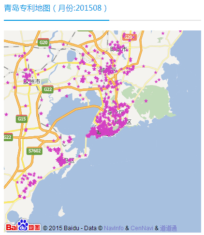 青岛市专利地图分布2015年8月份